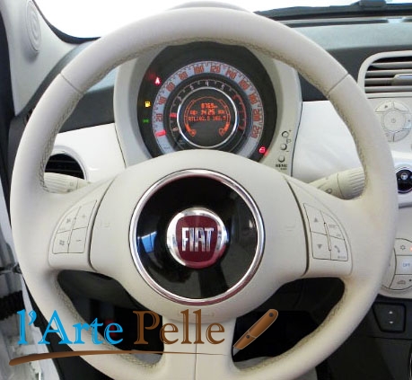 Copri volante per fiat 500 in vera pelle avorio - rivestimenti cuffie  cambio per auto in pelle Fiat, Alfa Romeo, Lancia, Volkswagen, BMW,  Mercedes