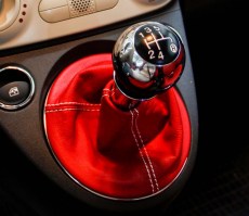 cuffia leva cambio Fiat 500 vera pelle rossa