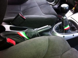 Cuffie leva cambio e freno Alfa Romeo GT vera pelle nera + trico